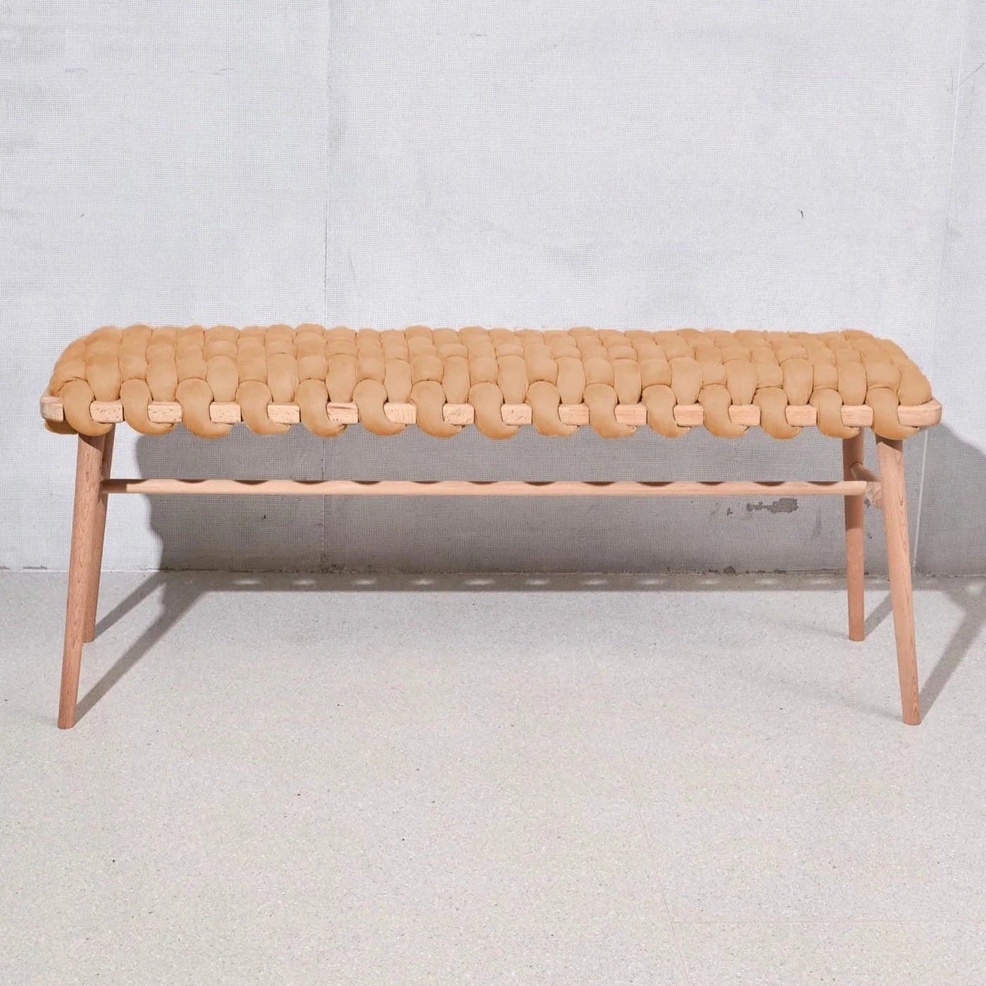 Suede Woven Bench- Camel