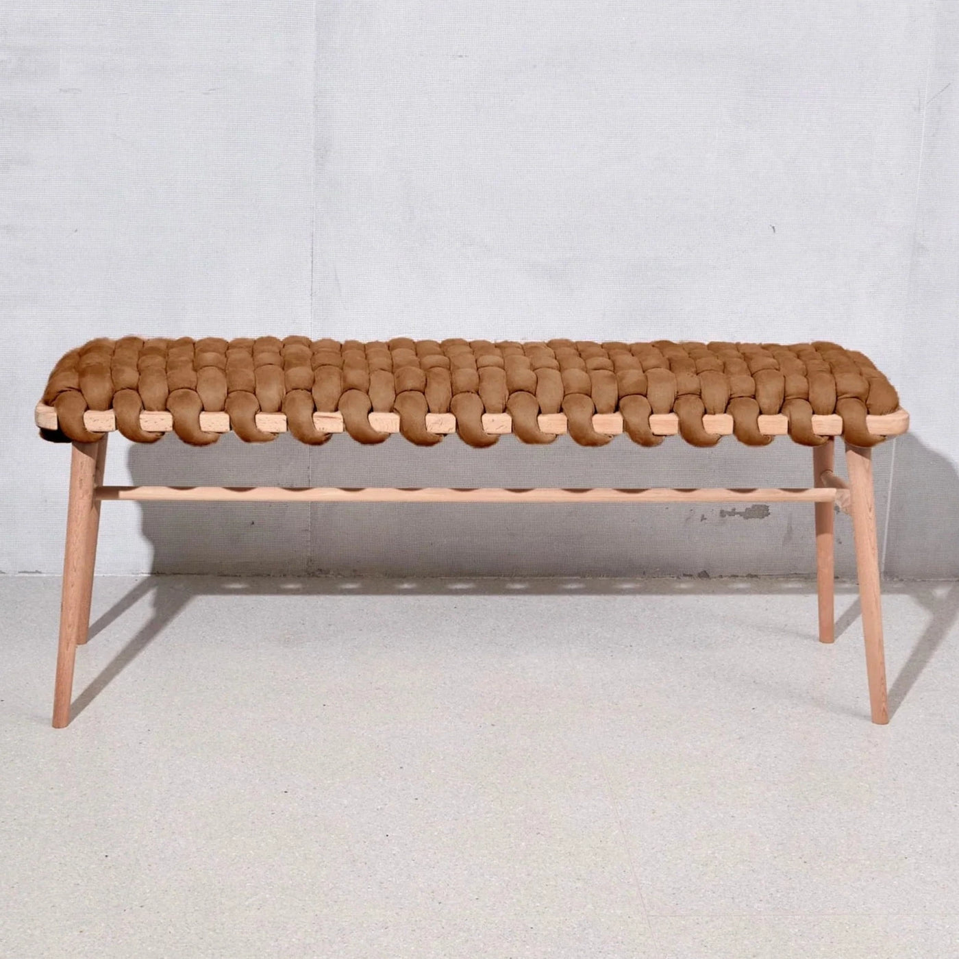 Suede Woven Bench- Chocolate Brown