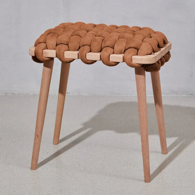 Suede Woven Stool- Choolate Brown