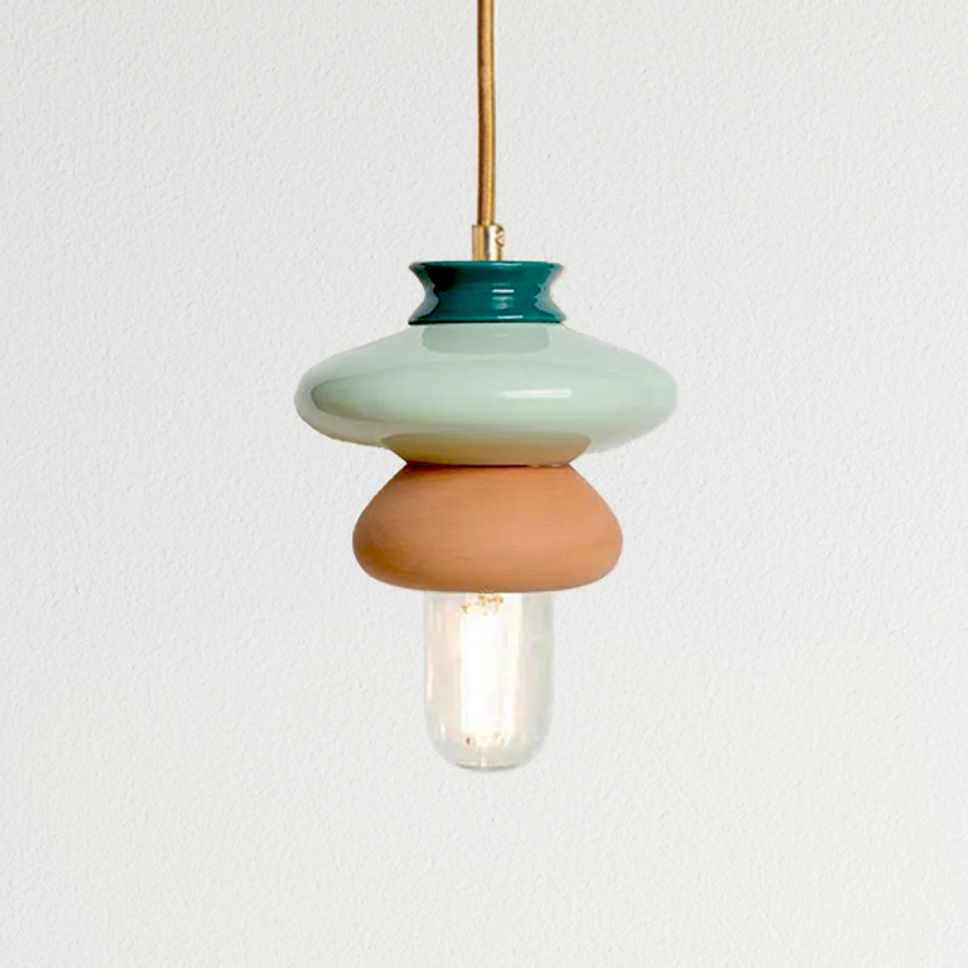 Small Apilar Lamp- Dark Green, Mint & Terracotta #113