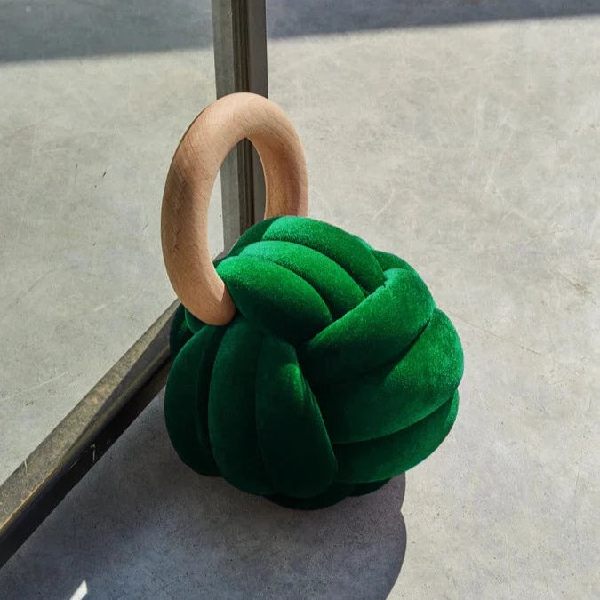 Velvet Knot Door Stop- Emerald Green