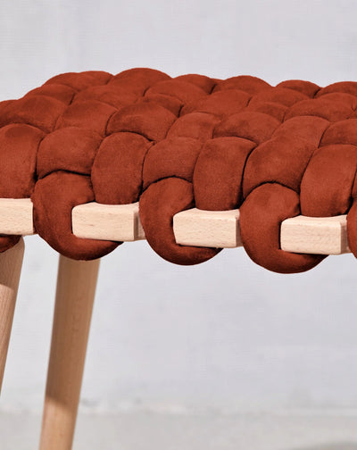 Suede Woven Stool- Red Earth