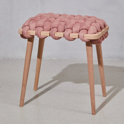 Suede Woven Stool- Rose Pink
