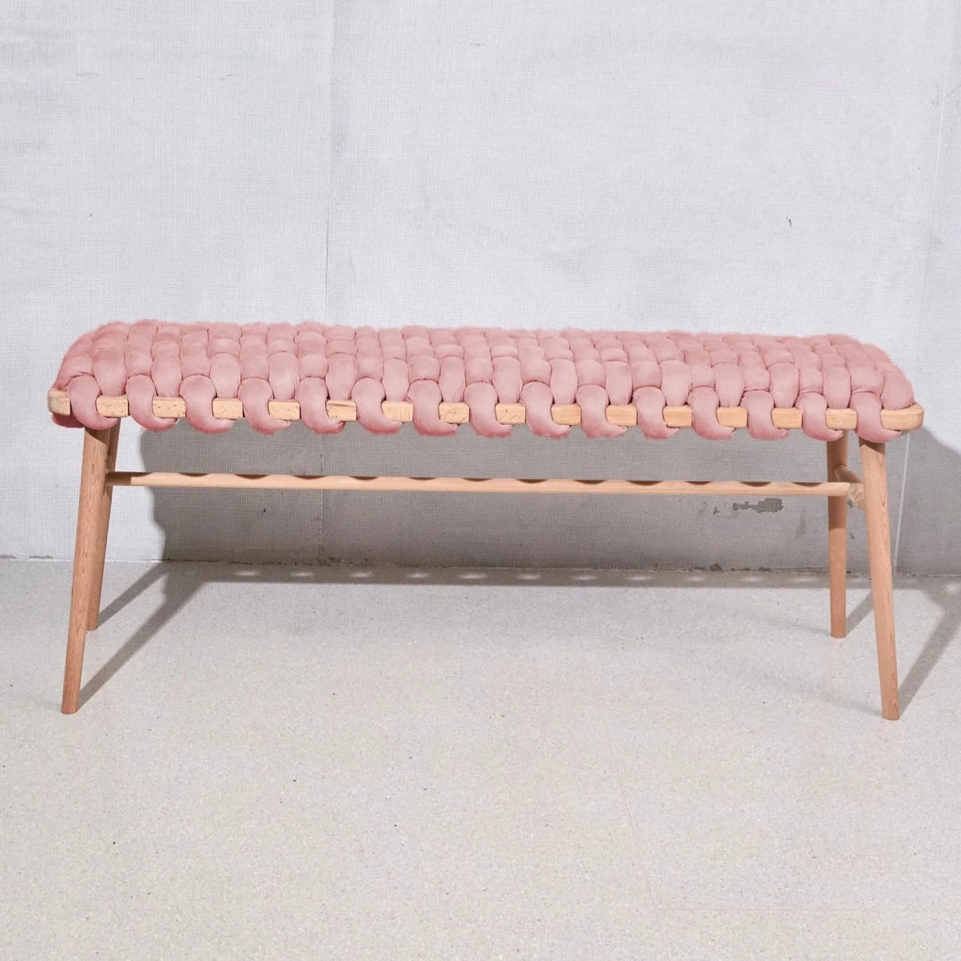 Suede Woven Bench- Rose Pink