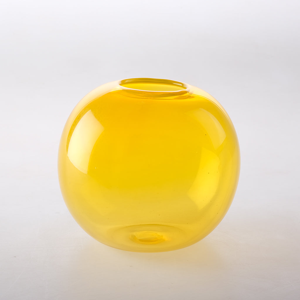 אגרטל זכוכית בועה- צהוב