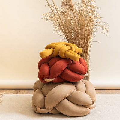 Suede knot cushion- Yellow desert