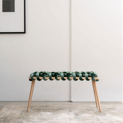 ספסל ארוג קטיפה- ירוק זית