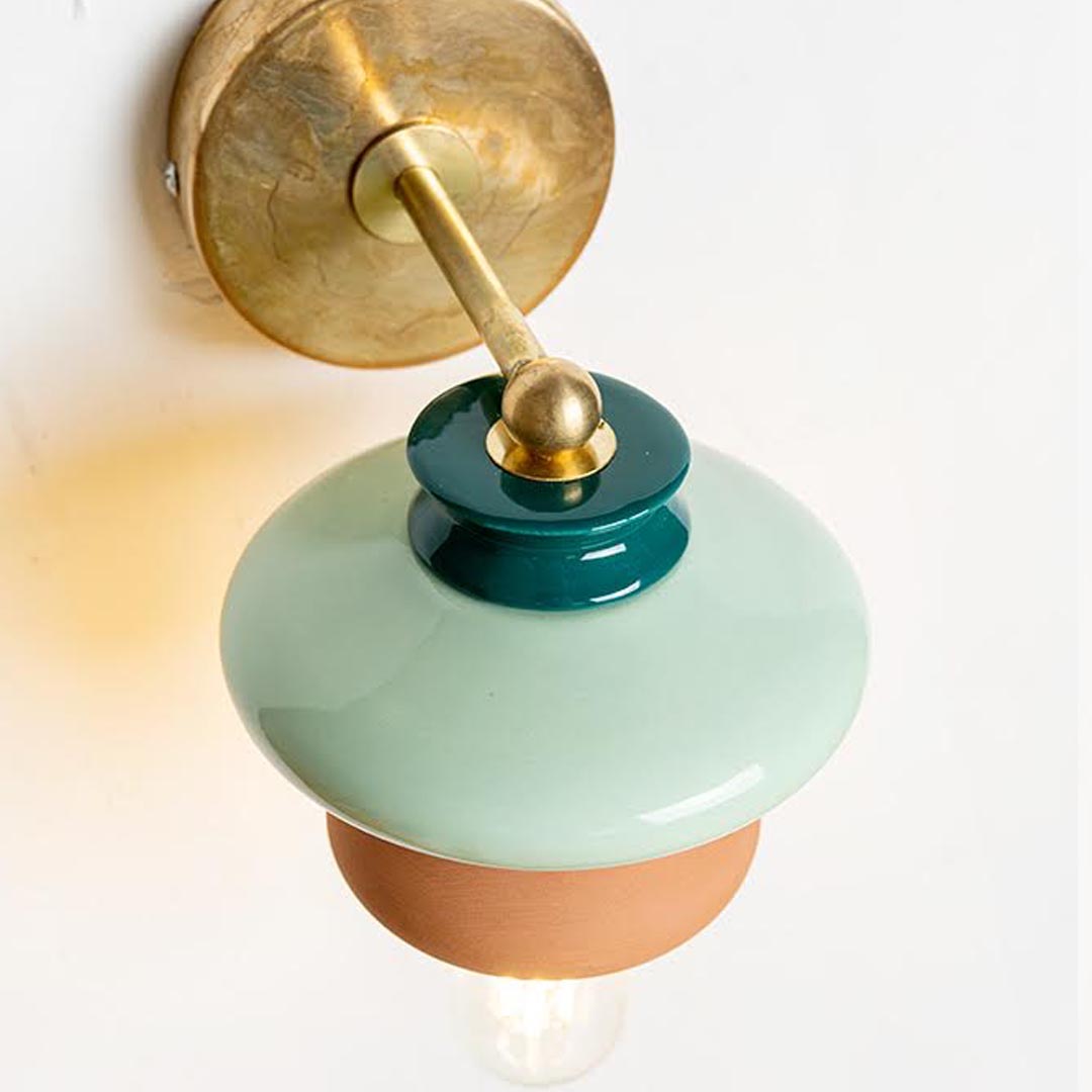 Small Apilar Lamp- Dark Green, Mint & Terracotta
