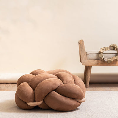 Suede knot cushion- Chocolate brown