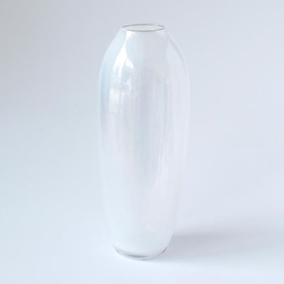 Glass Vase- White Ellipse