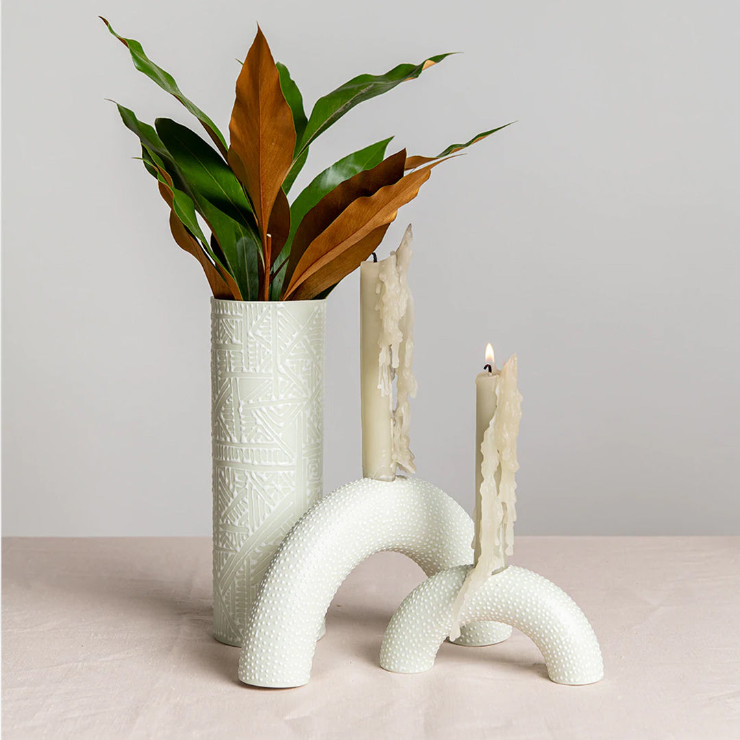 Large candlestick-White with white orientals