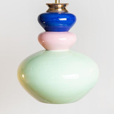 מנורת קרמיקה בינונית-מנטה, ורוד וכחול