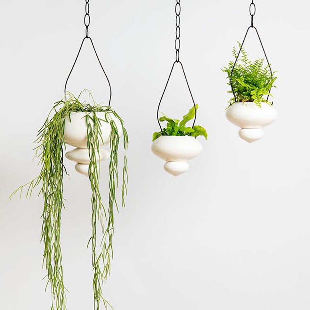 White hanging planter- large