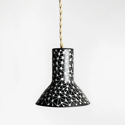 Porcelain Lamp- Black with White Stars