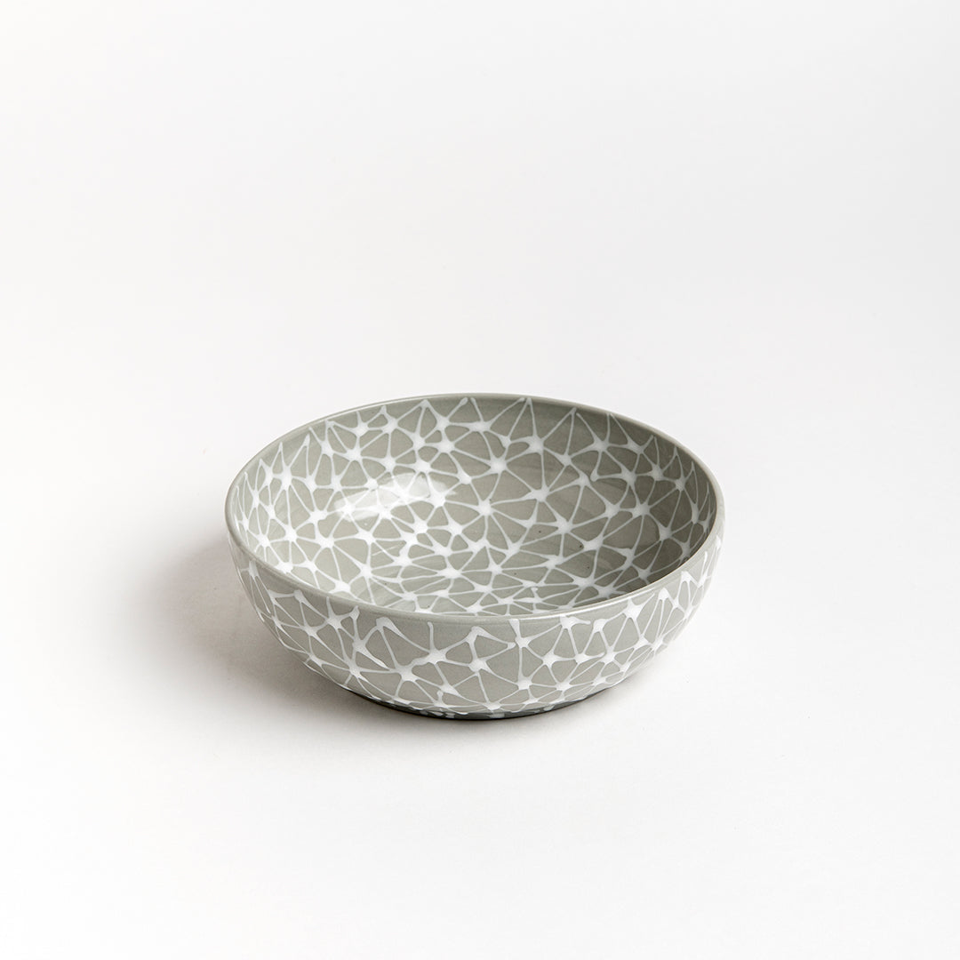 Porcelain Soup Bowl- Grey with white stars