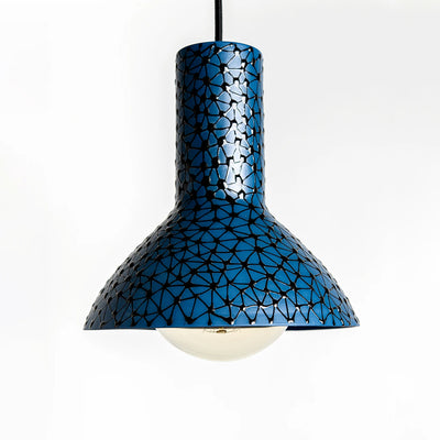 Porcelain Lamp- Morocco Blue with Black Stars