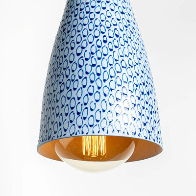 Porcelain Lamp- Sky Blue with Blue Loops