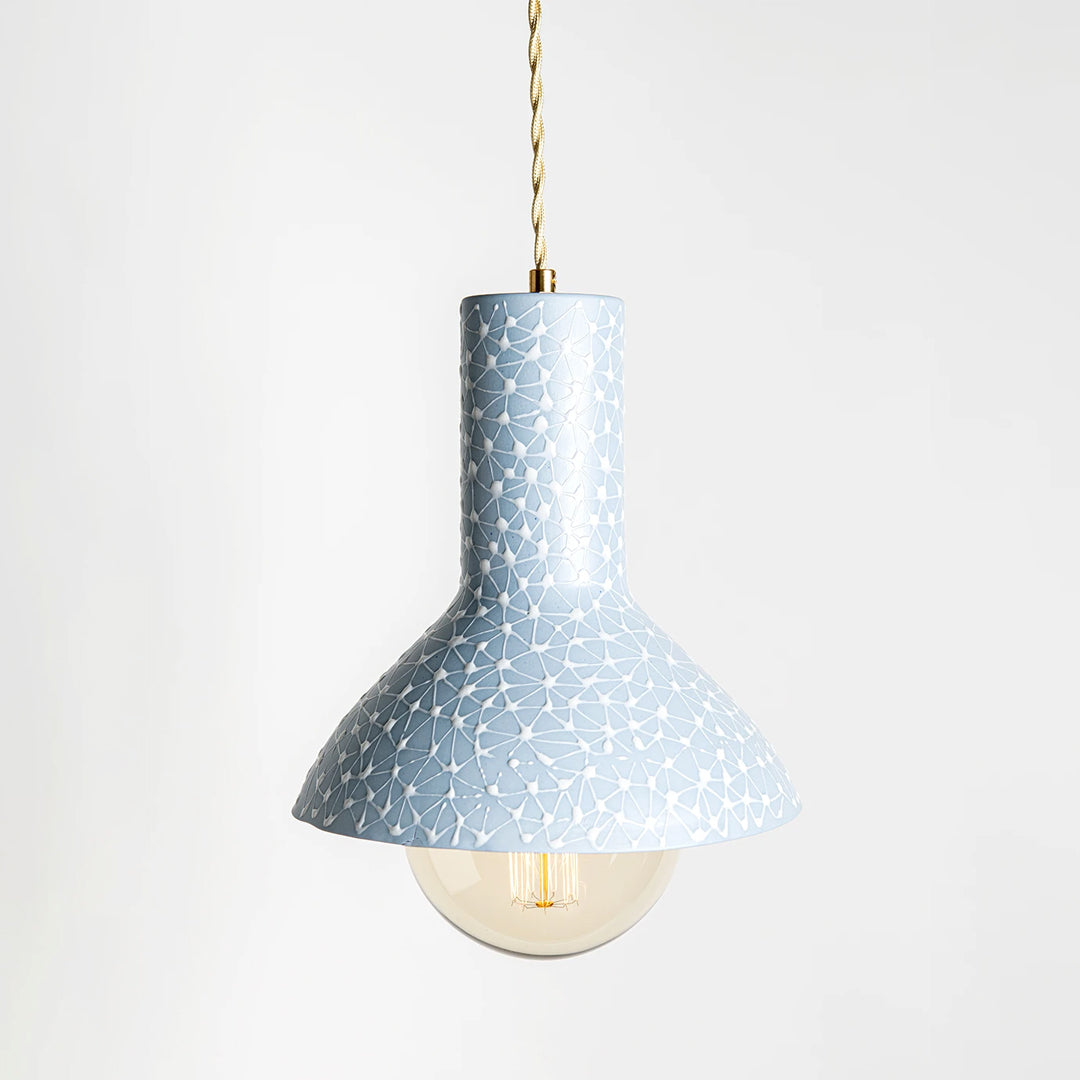 Porcelain Lamp- Sky Blue with White Stars