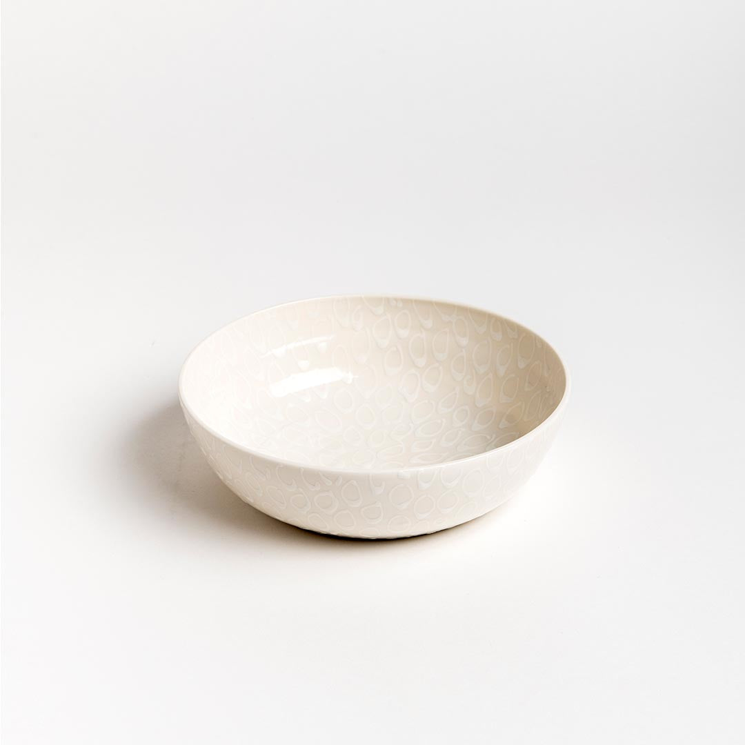 Porcelain Soup Bowl- White with white loops