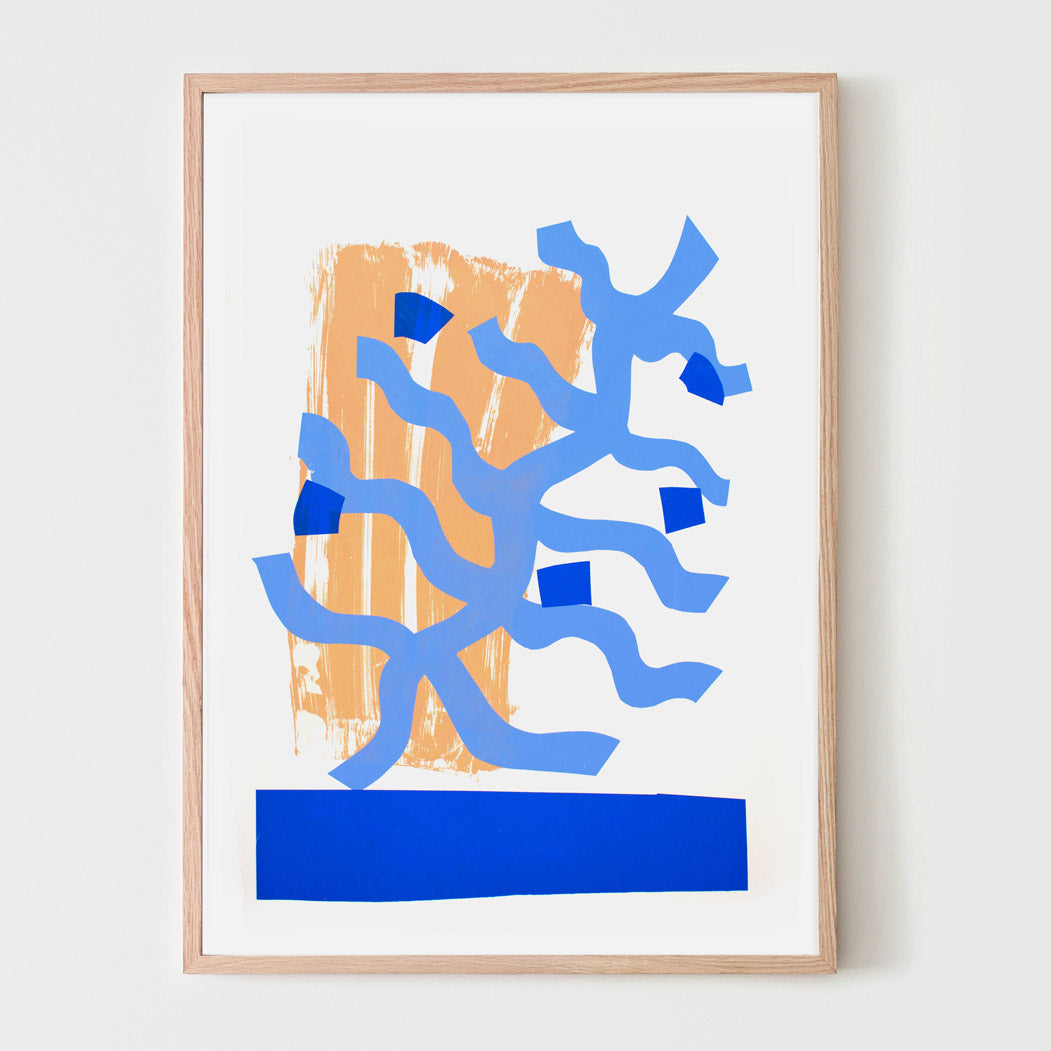 Blue Abstract  - silk screen print
