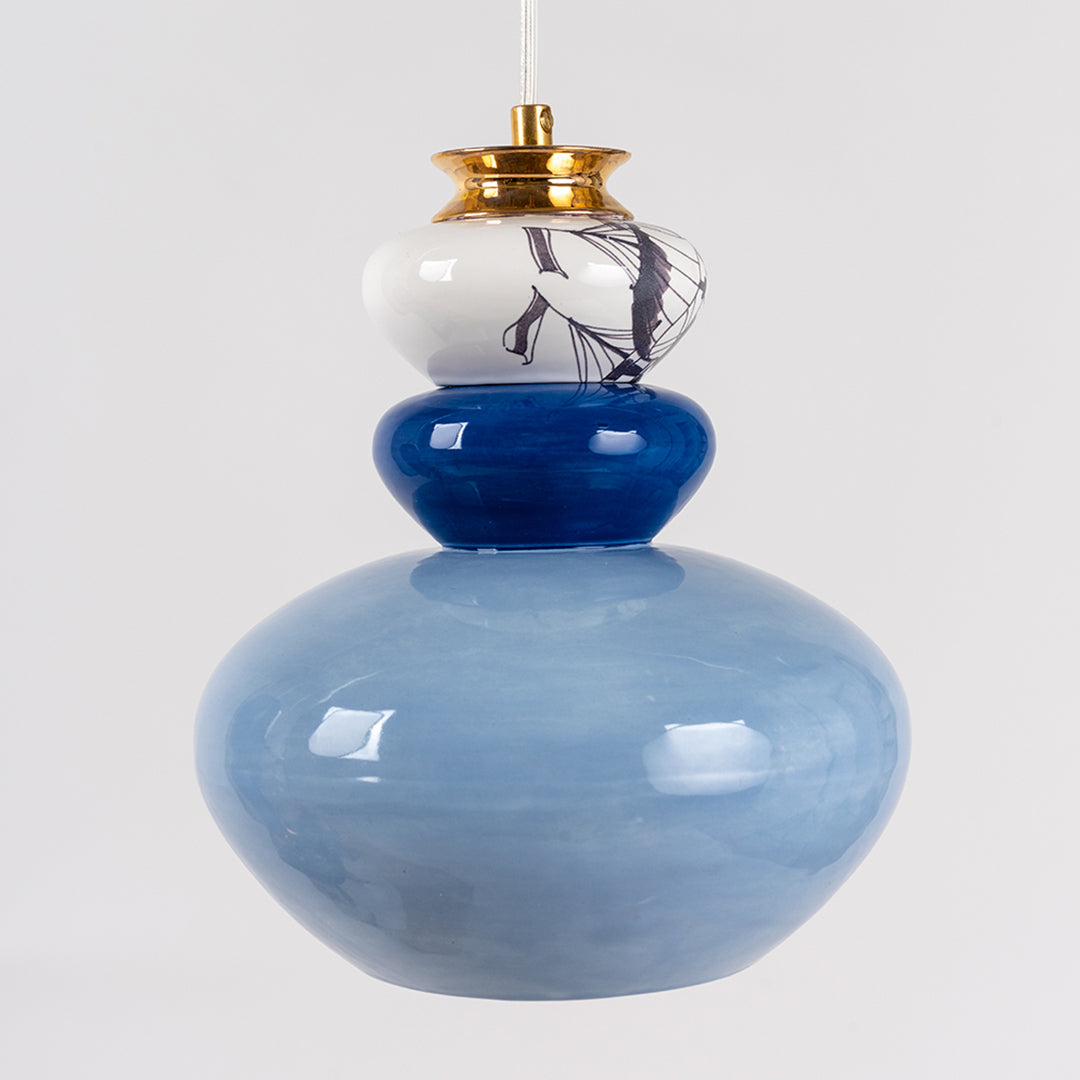 Medium Apilar Lamp- Blue with illustrated Boats