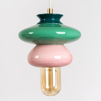 Small Apilar Lamp- Green & pink