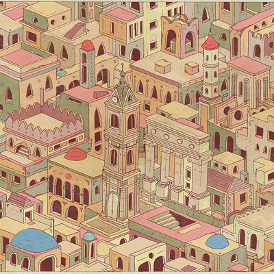 The roofs of Jaffa- The Clock Tower Print