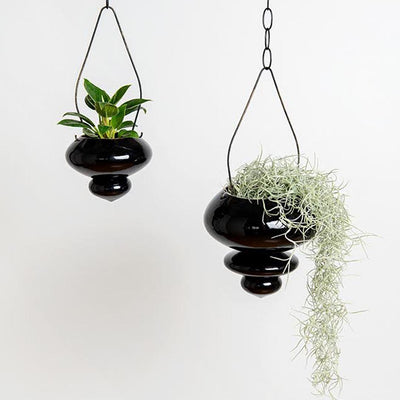 Black hanging planter- large