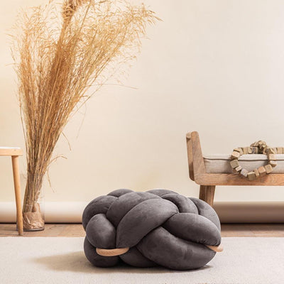 Suede knot cushion- Graphite