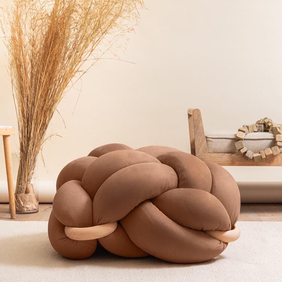 Suede knot cushion- Chocolate brown