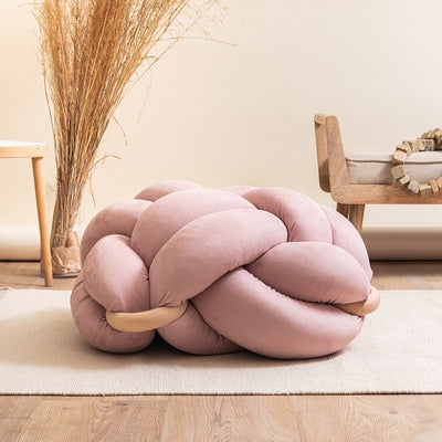 Suede knot cushion- Rose Pink
