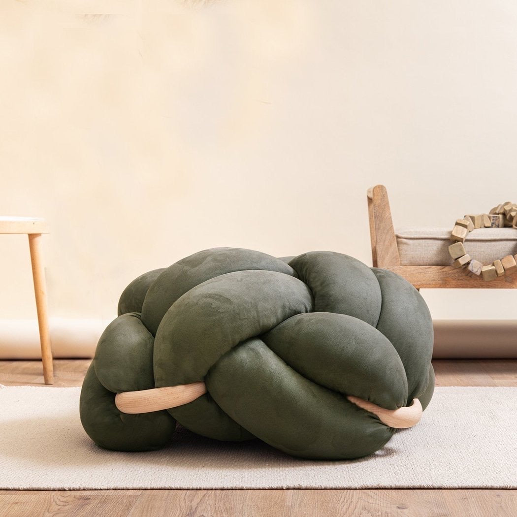Suede knot cushion- Army green