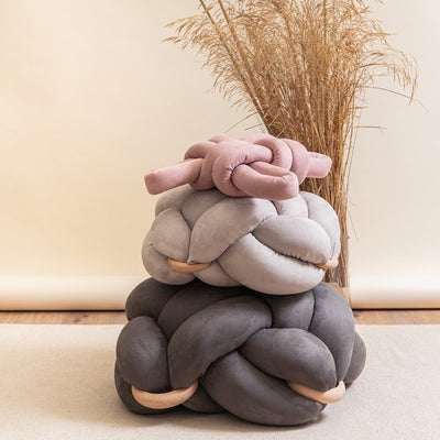Suede knot cushion- Graphite