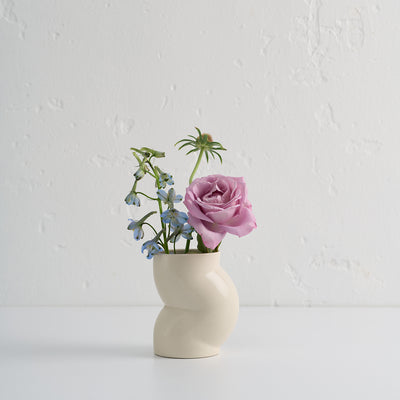 Curved small vase- White