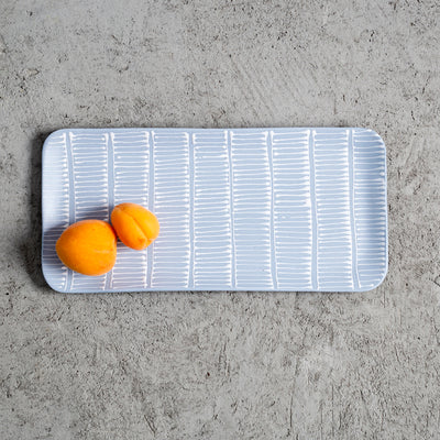 Porcelain tray - blue sky with white stripes