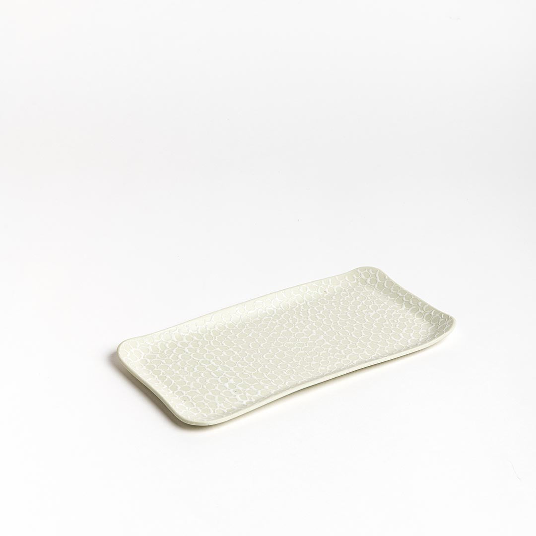 Porcelain tray - Avocado green with white loops